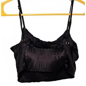 Black Cropped Top with Adjustable Straps for Women‎ No Tag